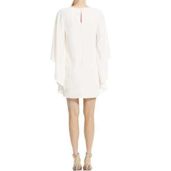 HALSTON HERITAGE Ivory Diagonal Drape Cape Dress (Size 10) - Picture 6 of 9